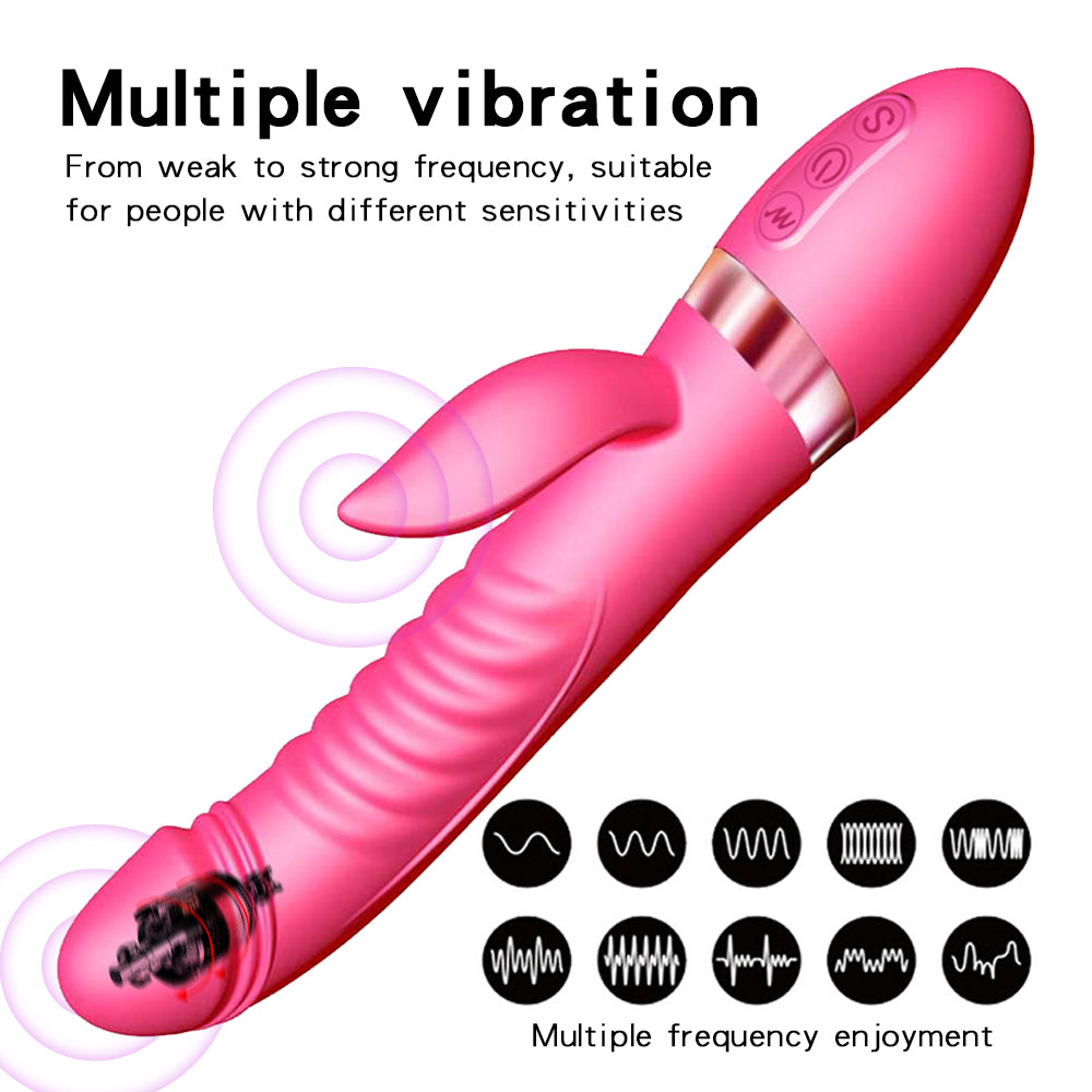 Rabbit vibrator with dual stimulation and heating