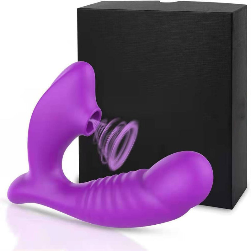 Dual-action G-spot and clitoral suction vibrator