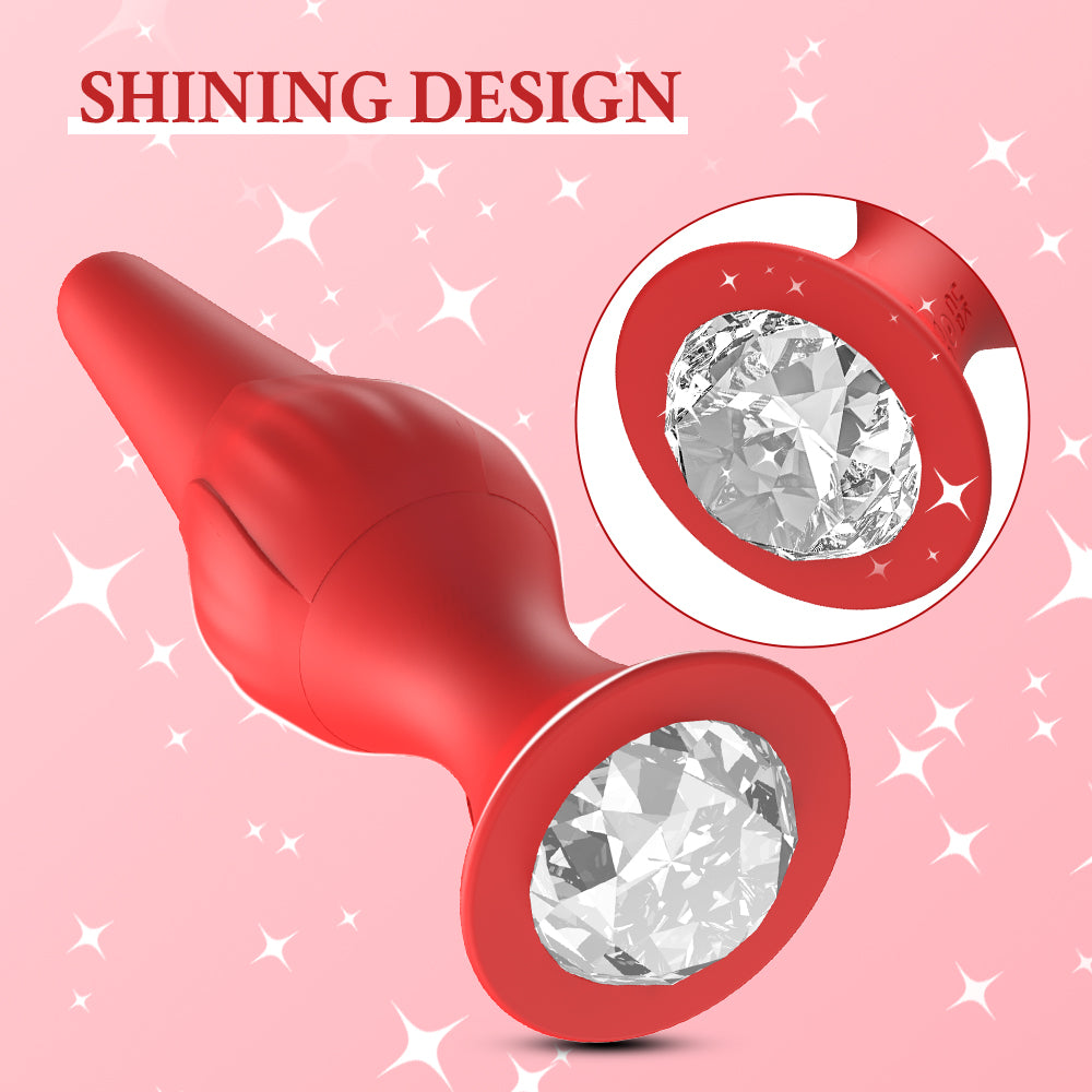 App-controlled vibrating butt plug with jeweled base