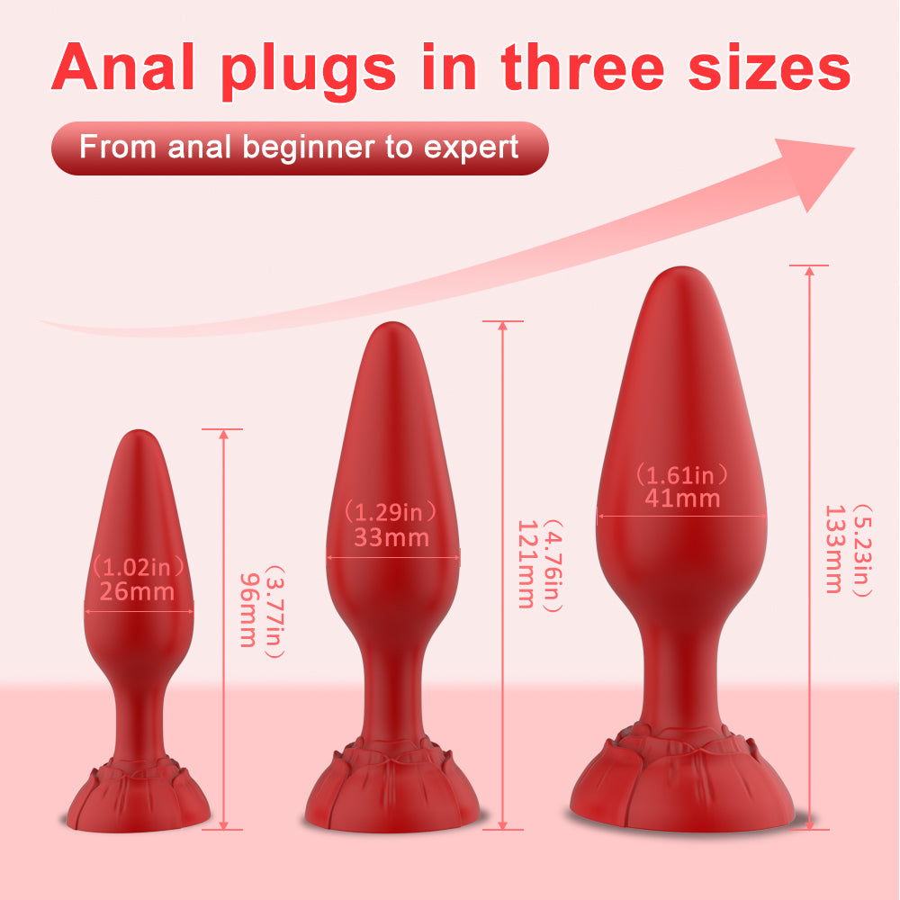 Silicone butt plug trainer set, 3 sizes