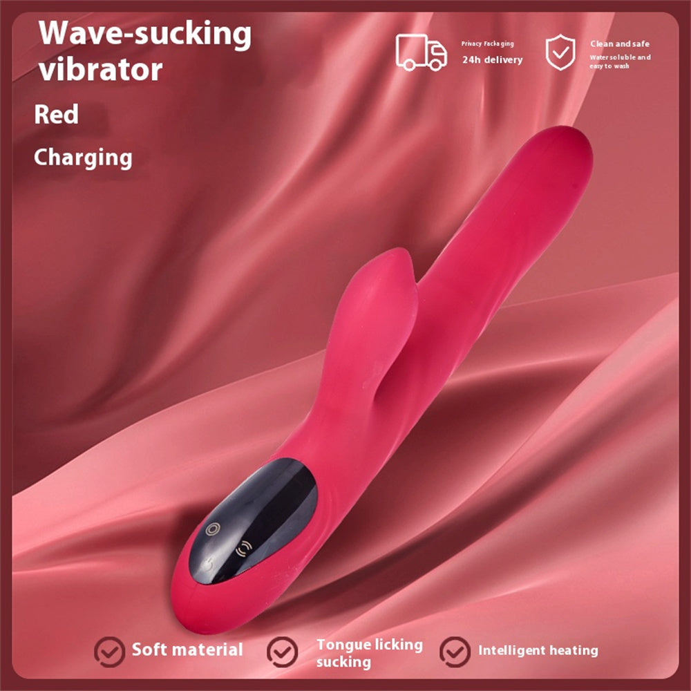 Rabbit vibrator with suction and thrusting shaft
