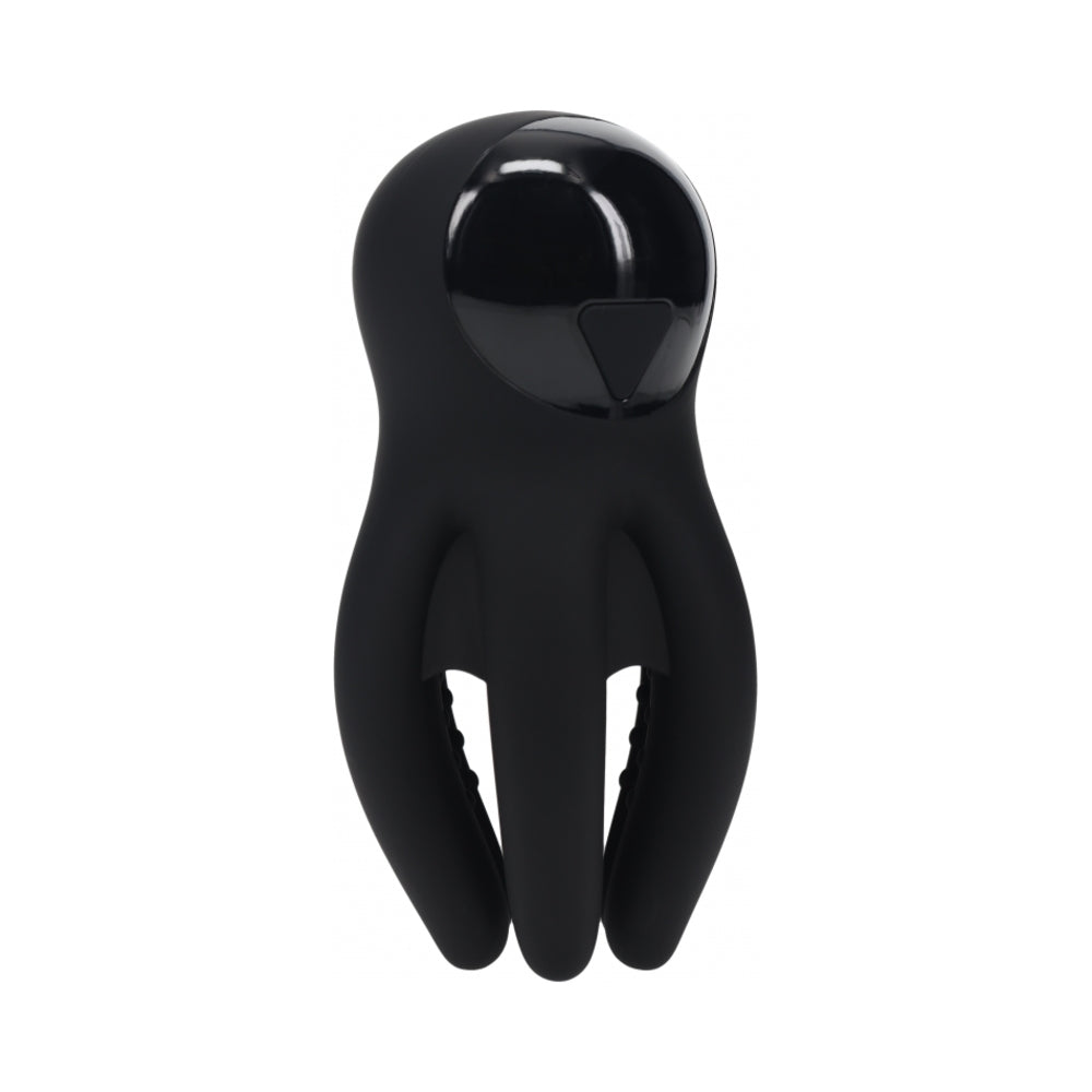 LEVELZ Digital Vibrating Silicone Penis Head Stimulator with Tentacles Black