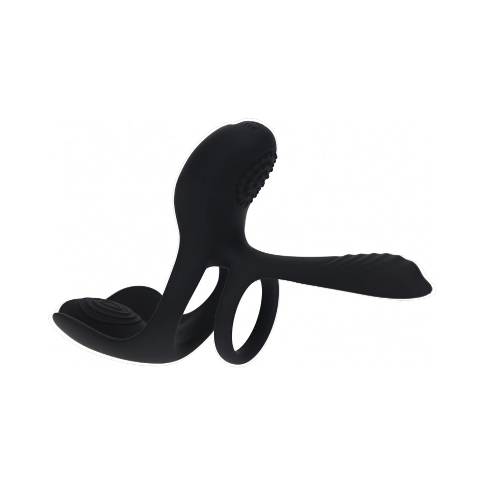LEVELZ Triple Motor Vibrating Silicone Cock Ring Black