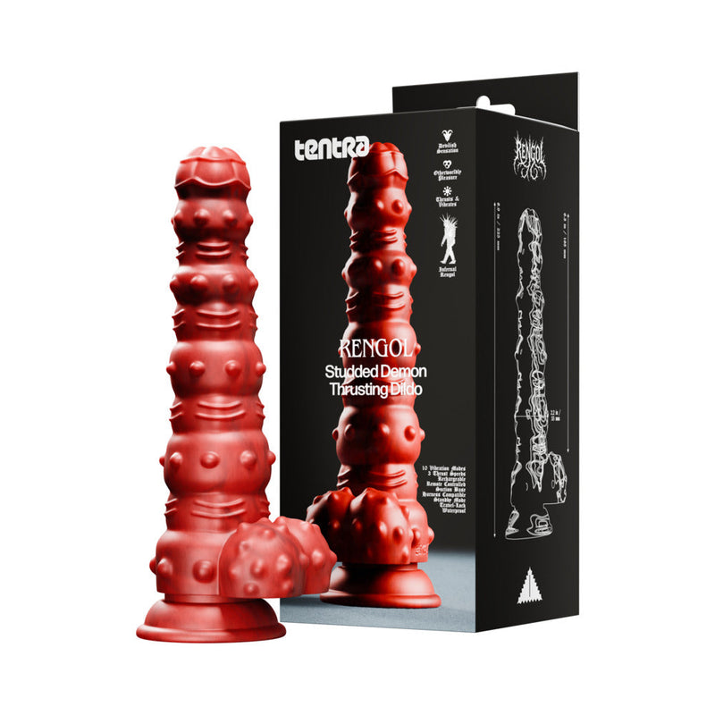 Tentra Rengol Studded Demon Thrusting Dildo Red