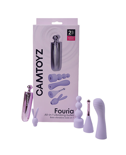 Camtoyz Fouria All-in-One Vibrating Bullet w/Attachments - Purple