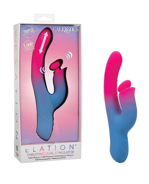 Elation Thrusting Dual Stimulator - Blue/Pink