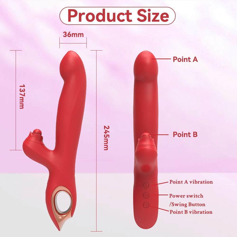 Rabbit vibrator with swinging G-spot head