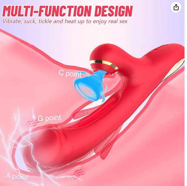 Rabbit vibrator with flapping and suction
