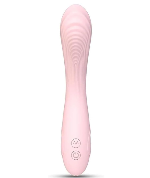 Flexible G-spot vibrator with wave-textured tip