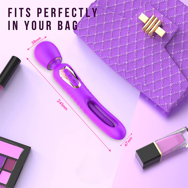 Dual wand vibrator with flapping tip