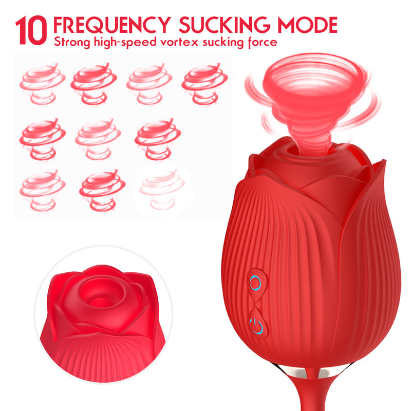 Rose suction vibrator with tapping G-spot tip