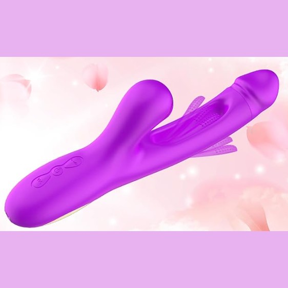 Rabbit vibrator with flapping and suction