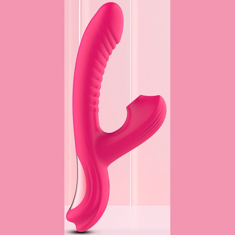 Rabbit vibrator with suction and wiggling tip